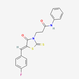 3-[(5Z)-5-[(4-fluorophenyl)methylidene]-4-oxo-2-sulfanylidene-1,3-thiazolidin-3-yl]-N-phenylpropanamide