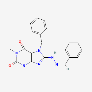 molecular formula C21H20N6O2 B2610199 7-benzyl-1,3-dimethyl-8-[(2Z)-2-(phenylmethylidene)hydrazin-1-yl]-2,3,6,7-tetrahydro-1H-purine-2,6-dione CAS No. 374601-21-5