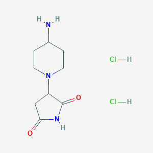 molecular formula C9H17Cl2N3O2 B2610201 3-(4-Aminopiperidin-1-yl)pyrrolidine-2,5-dione dihydrochloride CAS No. 1394632-97-3