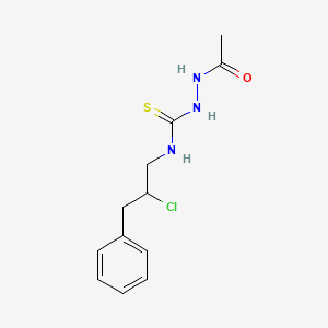 molecular formula C12H16ClN3OS B2610202 1-Acetamido-3-(2-chloro-3-phenylpropyl)thiourea CAS No. 391890-98-5
