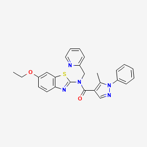 N-(6-ethoxybenzo[d]thiazol-2-yl)-5-methyl-1-phenyl-N-(pyridin-2-ylmethyl)-1H-pyrazole-4-carboxamide