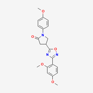 molecular formula C21H21N3O5 B2610222 4-[3-(2,4-Dimethoxyphenyl)-1,2,4-oxadiazol-5-yl]-1-(4-methoxyphenyl)pyrrolidin-2-one CAS No. 941997-93-9