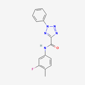 molecular formula C15H12FN5O B2610225 N-(3-fluoro-4-methylphenyl)-2-phenyl-2H-tetrazole-5-carboxamide CAS No. 1396794-95-8