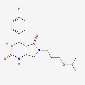 molecular formula C18H22FN3O3 B2610232 4-(4-fluorophenyl)-6-(3-isopropoxypropyl)-3,4,6,7-tetrahydro-1H-pyrrolo[3,4-d]pyrimidine-2,5-dione CAS No. 941921-14-8