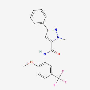 molecular formula C19H16F3N3O2 B2610237 N-(2-甲氧基-5-(三氟甲基)苯基)-1-甲基-3-苯基-1H-吡唑-5-甲酰胺 CAS No. 1206992-31-5