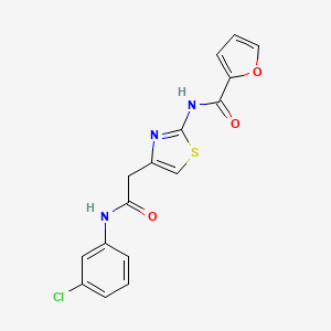 molecular formula C16H12ClN3O3S B2610245 N-(4-(2-((3-chlorophenyl)amino)-2-oxoethyl)thiazol-2-yl)furan-2-carboxamide CAS No. 921865-70-5