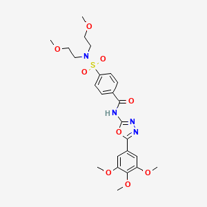 molecular formula C24H30N4O9S B2610247 4-[双(2-甲氧基乙基)磺酰胺基]-N-[5-(3,4,5-三甲氧基苯基)-1,3,4-恶二唑-2-基]苯甲酰胺 CAS No. 533871-48-6