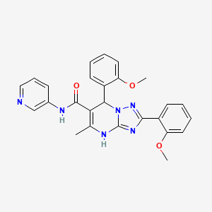 molecular formula C26H24N6O3 B2610256 2,7-bis(2-methoxyphenyl)-5-methyl-N-(pyridin-3-yl)-4,7-dihydro-[1,2,4]triazolo[1,5-a]pyrimidine-6-carboxamide CAS No. 539798-37-3