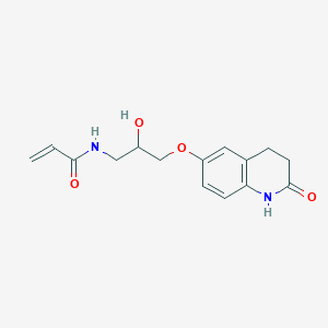 molecular formula C15H18N2O4 B2610264 N-{2-hydroxy-3-[(2-oxo-1,2,3,4-tetrahydroquinolin-6-yl)oxy]propyl}prop-2-enamide CAS No. 2094653-04-8