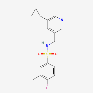 molecular formula C16H17FN2O2S B2610269 N-((5-环丙基吡啶-3-基)甲基)-4-氟-3-甲基苯磺酰胺 CAS No. 2034571-07-6