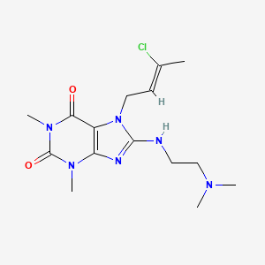 molecular formula C15H23ClN6O2 B2610270 (Z)-7-(3-chlorobut-2-en-1-yl)-8-((2-(dimethylamino)ethyl)amino)-1,3-dimethyl-1H-purine-2,6(3H,7H)-dione CAS No. 1164483-03-7