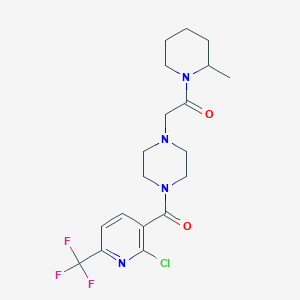 2-{4-[2-Chloro-6-(trifluoromethyl)pyridine-3-carbonyl]piperazin-1-yl}-1-(2-methylpiperidin-1-yl)ethan-1-one