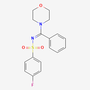 molecular formula C17H17FN2O3S B2610295 (E)-4-fluoro-N-(morpholino(phenyl)methylene)benzenesulfonamide CAS No. 328015-03-8