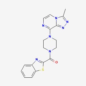 molecular formula C18H17N7OS B2610296 Benzo[d]thiazol-2-yl(4-(3-methyl-[1,2,4]triazolo[4,3-a]pyrazin-8-yl)piperazin-1-yl)methanone CAS No. 2034417-40-6
