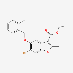 molecular formula C20H19BrO4 B2610301 Ethyl 6-bromo-2-methyl-5-[(2-methylphenyl)methoxy]-1-benzofuran-3-carboxylate CAS No. 308295-90-1