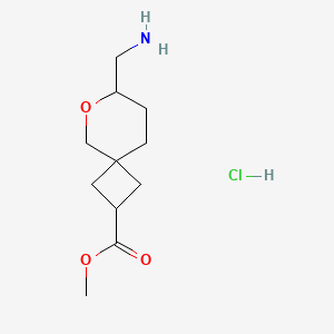 molecular formula C11H20ClNO3 B2610309 Methyl 7-(aminomethyl)-6-oxaspiro[3.5]nonane-2-carboxylate;hydrochloride CAS No. 2567502-50-3