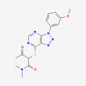 molecular formula C17H18N6O3S B2610312 2-((3-(3-甲氧基苯基)-3H-[1,2,3]三唑并[4,5-d]嘧啶-7-基)硫代)-N,N-二甲基-3-氧代丁酰胺 CAS No. 941911-96-2