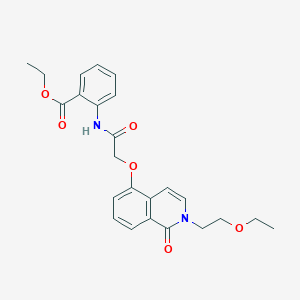 molecular formula C24H26N2O6 B2610316 2-(2-((2-(2-乙氧基乙基)-1-氧代-1,2-二氢异喹啉-5-基)氧基)乙酰氨基)苯甲酸乙酯 CAS No. 898431-39-5