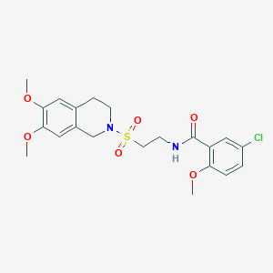molecular formula C21H25ClN2O6S B2610317 5-chloro-N-(2-((6,7-dimethoxy-3,4-dihydroisoquinolin-2(1H)-yl)sulfonyl)ethyl)-2-methoxybenzamide CAS No. 921927-04-0