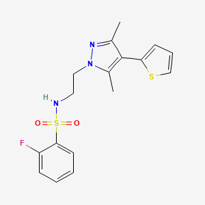 N-(2-(3,5-dimethyl-4-(thiophen-2-yl)-1H-pyrazol-1-yl)ethyl)-2-fluorobenzenesulfonamide