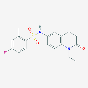 molecular formula C18H19FN2O3S B2610341 N-(1-ethyl-2-oxo-1,2,3,4-tetrahydroquinolin-6-yl)-4-fluoro-2-methylbenzenesulfonamide CAS No. 922026-49-1
