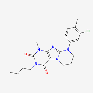 molecular formula C20H24ClN5O2 B2610342 3-丁基-9-(3-氯-4-甲基苯基)-1-甲基-6,7,8,9-四氢吡啶并[2,1-f]嘌呤-2,4(1H,3H)-二酮 CAS No. 922452-43-5