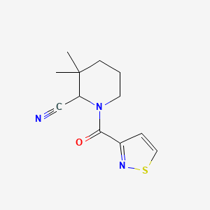 3,3-Dimethyl-1-(1,2-thiazole-3-carbonyl)piperidine-2-carbonitrile