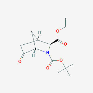 molecular formula C14H21NO5 B2610352 2-O-叔丁基 3-O-乙基 (1S,3S,4R)-6-氧代-2-氮杂双环[2.2.1]庚烷-2,3-二羧酸酯 CAS No. 2361609-16-5