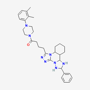 molecular formula C32H32N8O B2610354 1-[4-(2,3-二甲苯基)哌嗪-1-基]-4-(9-苯基-2,4,5,7,8,10-六氮杂四环[10.4.0.02,6.07,11]十六烷-3,5-二烯-3-基)丁烷-1-酮 CAS No. 902290-98-6