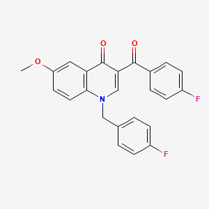 molecular formula C24H17F2NO3 B2610365 3-(4-Fluorobenzoyl)-1-[(4-fluorophenyl)methyl]-6-methoxy-1,4-dihydroquinolin-4-one CAS No. 866588-28-5