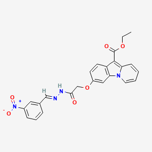 molecular formula C24H20N4O6 B2610385 3-({N'-[(1E)-(3-硝基苯基)亚甲基]肼基羰基}甲氧基)吡啶并[1,2-a]吲哚-10-羧酸乙酯 CAS No. 339020-51-8