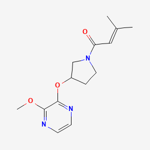 molecular formula C14H19N3O3 B2610389 1-(3-((3-Methoxypyrazin-2-yl)oxy)pyrrolidin-1-yl)-3-methylbut-2-en-1-one CAS No. 2034254-26-5