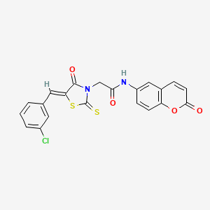 (Z)-2-(5-(3-chlorobenzylidene)-4-oxo-2-thioxothiazolidin-3-yl)-N-(2-oxo-2H-chromen-6-yl)acetamide