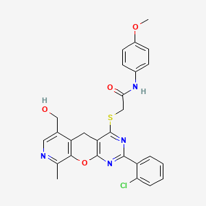 2-((2-(2-chlorophenyl)-6-(hydroxymethyl)-9-methyl-5H-pyrido[4',3':5,6]pyrano[2,3-d]pyrimidin-4-yl)thio)-N-(4-methoxyphenyl)acetamide