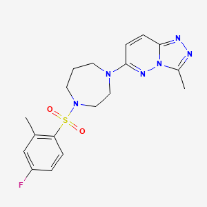 molecular formula C18H21FN6O2S B2610403 6-[4-(4-Fluoro-2-methylphenyl)sulfonyl-1,4-diazepan-1-yl]-3-methyl-[1,2,4]triazolo[4,3-b]pyridazine CAS No. 2320854-52-0