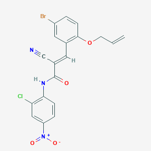 molecular formula C19H13BrClN3O4 B2610409 (E)-3-(5-bromo-2-prop-2-enoxyphenyl)-N-(2-chloro-4-nitrophenyl)-2-cyanoprop-2-enamide CAS No. 522656-62-8