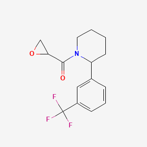 molecular formula C15H16F3NO2 B2610416 Oxiran-2-yl-[2-[3-(trifluoromethyl)phenyl]piperidin-1-yl]methanone CAS No. 2411239-58-0