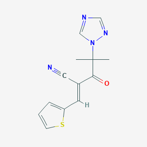 molecular formula C13H12N4OS B2610439 2-[2-methyl-2-(1H-1,2,4-triazol-1-yl)propanoyl]-3-(2-thienyl)acrylonitrile CAS No. 338759-04-9