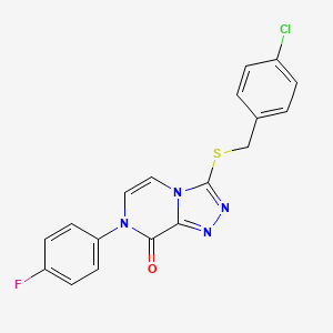 molecular formula C18H12ClFN4OS B2610440 3-[(4-chlorobenzyl)thio]-7-(4-fluorophenyl)[1,2,4]triazolo[4,3-a]pyrazin-8(7H)-one CAS No. 1242874-26-5