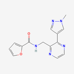 molecular formula C14H13N5O2 B2610442 N-((3-(1-methyl-1H-pyrazol-4-yl)pyrazin-2-yl)methyl)furan-2-carboxamide CAS No. 2034393-83-2