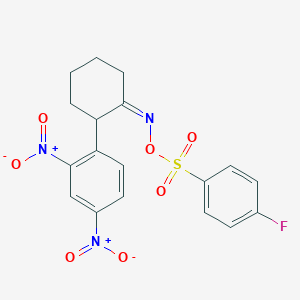 molecular formula C18H16FN3O7S B2610445 ({[2-(2,4-Dinitrophenyl)cyclohexyliden]amino}oxy)(4-fluorophenyl)dioxo-lambda~6~-sulfane CAS No. 691879-60-4