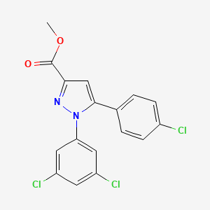 molecular formula C17H11Cl3N2O2 B2610448 methyl 5-(4-chlorophenyl)-1-(3,5-dichlorophenyl)-1H-pyrazole-3-carboxylate CAS No. 318256-15-4