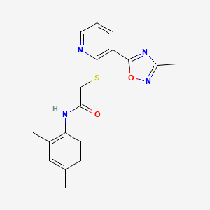 molecular formula C18H18N4O2S B2610452 N-(2,4-dimethylphenyl)-2-((3-(3-methyl-1,2,4-oxadiazol-5-yl)pyridin-2-yl)thio)acetamide CAS No. 1251557-17-1