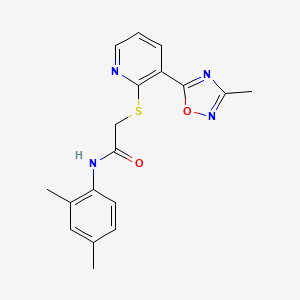 molecular formula C18H18N4O2S B2610452 N-(2,4-二甲苯基)-2-((3-(3-甲基-1,2,4-恶二唑-5-基)吡啶-2-基)硫代)乙酰胺 CAS No. 1251557-17-1