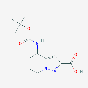 molecular formula C13H19N3O4 B2610455 4-((tert-Butoxycarbonyl)amino)-4,5,6,7-tetrahydropyrazolo[1,5-a]pyridine-2-carboxylic acid CAS No. 2137610-37-6