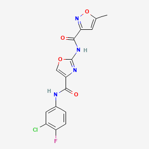 N-(4-((3-chloro-4-fluorophenyl)carbamoyl)oxazol-2-yl)-5-methylisoxazole-3-carboxamide