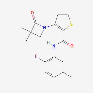 molecular formula C17H17FN2O2S B2610464 3-(3,3-dimethyl-2-oxo-1-azetanyl)-N-(2-fluoro-5-methylphenyl)-2-thiophenecarboxamide CAS No. 866156-14-1