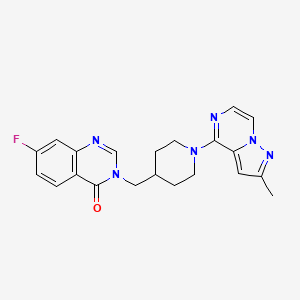 molecular formula C21H21FN6O B2610490 7-Fluoro-3-[[1-(2-methylpyrazolo[1,5-a]pyrazin-4-yl)piperidin-4-yl]methyl]quinazolin-4-one CAS No. 2415625-17-9