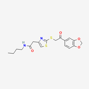 molecular formula C18H20N2O4S2 B2610494 2-(2-((2-(benzo[d][1,3]dioxol-5-yl)-2-oxoethyl)thio)thiazol-4-yl)-N-butylacetamide CAS No. 1021069-94-2