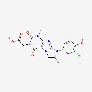 molecular formula C19H18ClN5O5 B2610502 methyl 2-(8-(3-chloro-4-methoxyphenyl)-1,7-dimethyl-2,4-dioxo-1H-imidazo[2,1-f]purin-3(2H,4H,8H)-yl)acetate CAS No. 896306-68-6